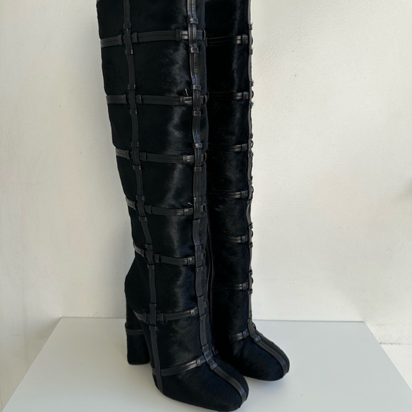 Tom Ford Leather Patchwork Calf Hair Knee-High Boots Fall/ Winter 2015 size 37 - Picture 6 of 16
